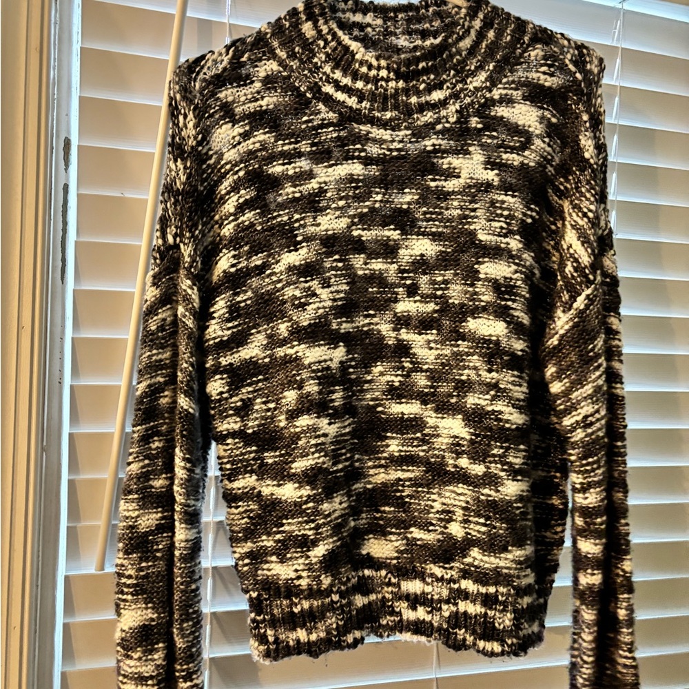 SO Black & White Marled Cowl Neck Sweater